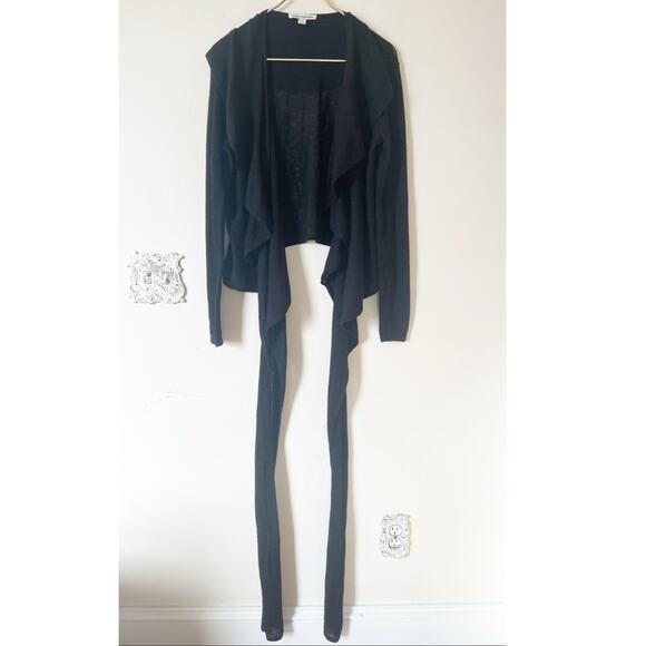 Autumn Cashmere Black Waterfall Shawl Collar Wrap Cashmere Sweater L - Picture 4 of 6